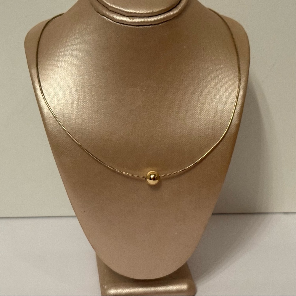 ITALY NECKLACE 925 STERLING SILVER CABLE CHOKER OMEGA GOLD TONE BEAD 16”